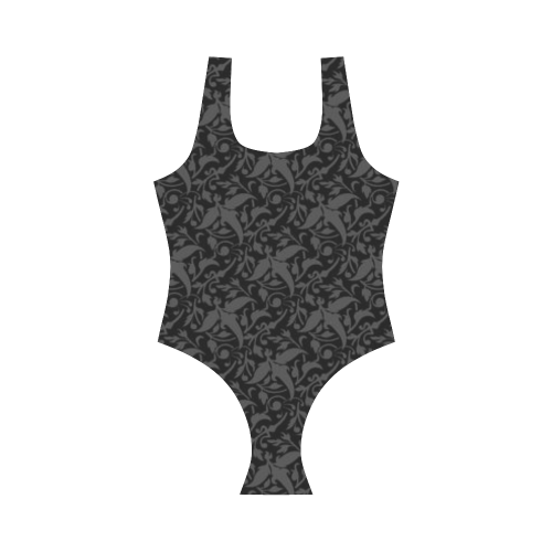 Dark Floral Vest One Piece Swimsuit (Model S04)