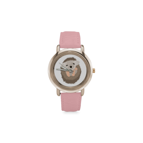 Baby Hedgehog Women's Rose Gold Leather Strap Watch(Model 201)