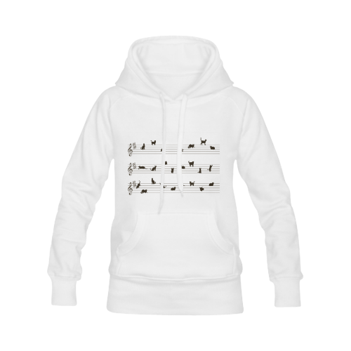 Cute Conceptual Cat Song Music Women's Classic Hoodies (Model H07)