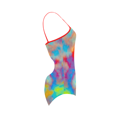 colorful abstract Strap Swimsuit ( Model S05)