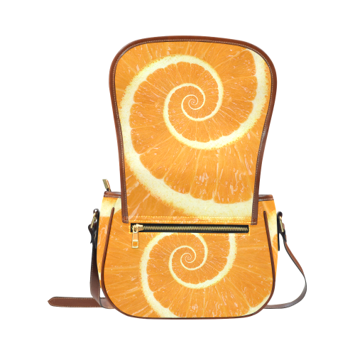 Citrus Orange Spiral Droste Saddle Bag/Large (Model 1649)