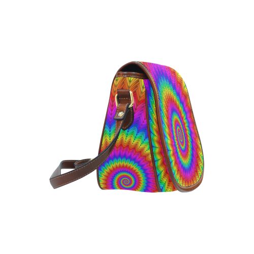 Psychedelic Rainbow Spiral Saddle Bag/Small (Model 1649) Full Customization