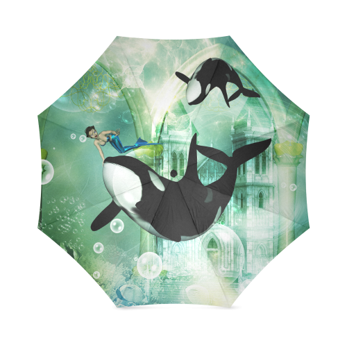 Orca with mermaid Foldable Umbrella (Model U01)