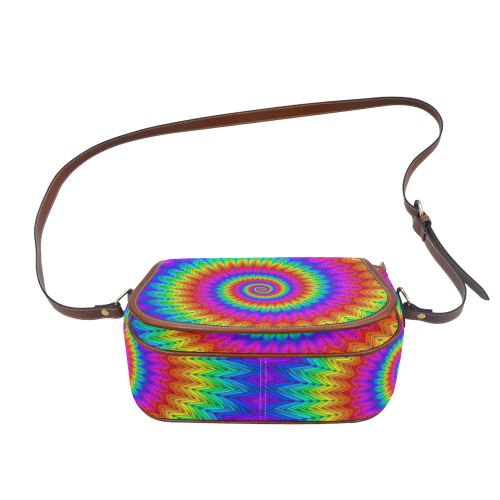 Psychedelic Rainbow Spiral Saddle Bag/Small (Model 1649) Full Customization