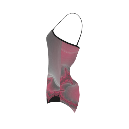 pink gray and black fractal Strap Swimsuit ( Model S05)