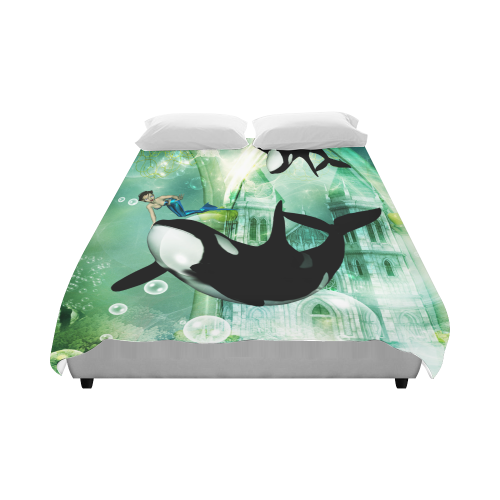 Orca with mermaid Duvet Cover 86"x70" ( All-over-print)