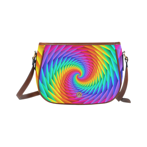 Pyschedelic Rainbow Spiral Saddle Bag/Small (Model 1649) Full Customization