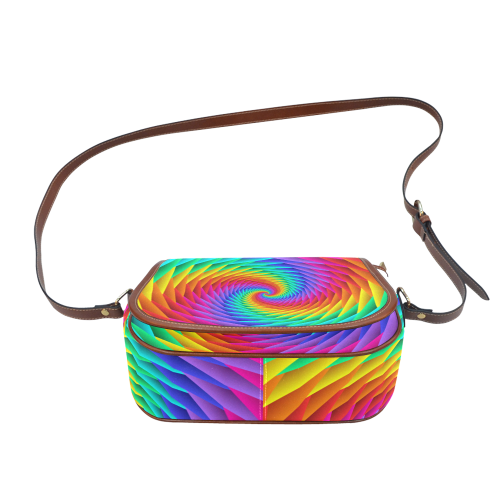 Pyschedelic Rainbow Spiral Saddle Bag/Small (Model 1649) Full Customization