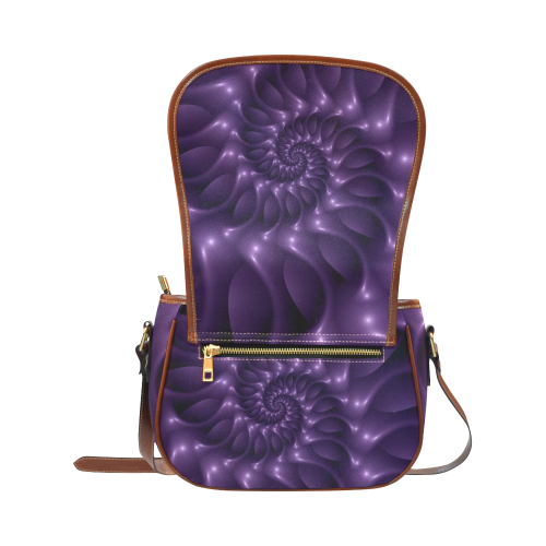 Glossy Purple Spiral Fractal Saddle Bag/Small (Model 1649) Full Customization