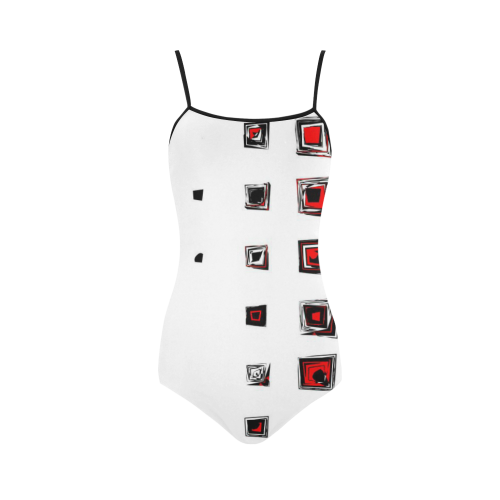 red black and white abstract squares