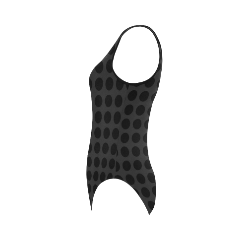 black and gray dots Vest One Piece Swimsuit (Model S04)