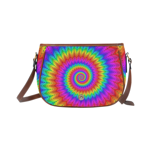 Psychedelic Rainbow Spiral Saddle Bag/Small (Model 1649) Full Customization