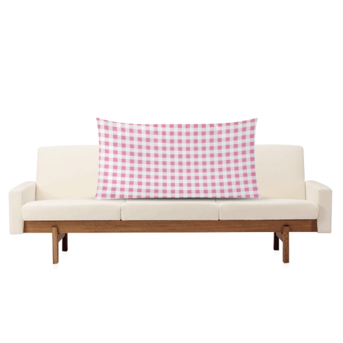 Petal Pink Gingham Rectangle Pillow Case 20"x36"(Twin Sides)