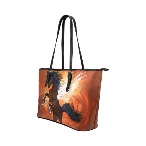Wonderful horse, water wings and fire Leather Tote Bag/Small (Model 1651)