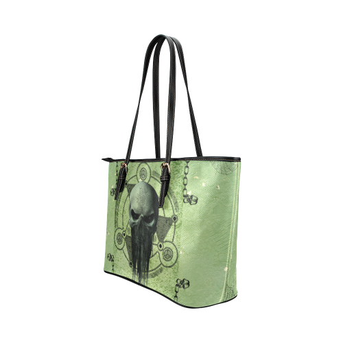 Awesome skull Leather Tote Bag/Large (Model 1651)