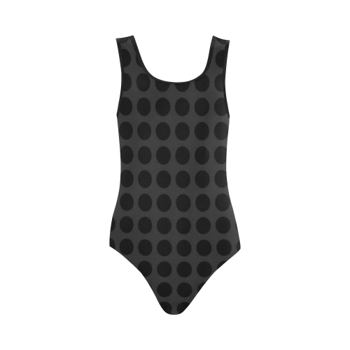 black and gray dots Vest One Piece Swimsuit (Model S04)