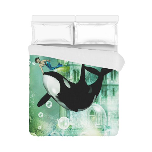 Orca with mermaid Duvet Cover 86"x70" ( All-over-print)