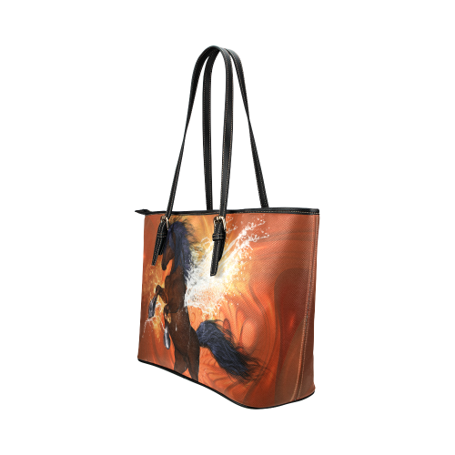 Wonderful horse, water wings and fire Leather Tote Bag/Small (Model 1651)