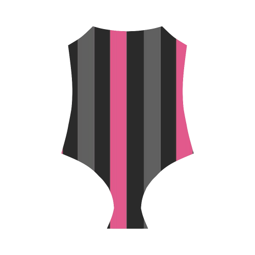 black gray and pink stripes  2 Strap Swimsuit ( Model S05)