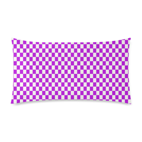 Bright Purple Gingham Rectangle Pillow Case 20"x36"(Twin Sides)
