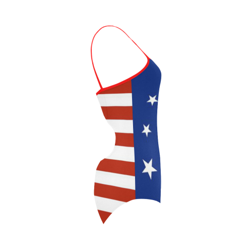 red white and blue stripes and stars 3 Strap Swimsuit ( Model S05)