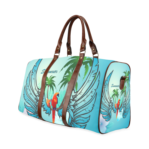 Summer, cute parrot Waterproof Travel Bag/Small (Model 1639)