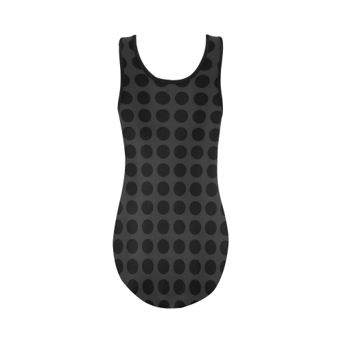 black and gray dots Vest One Piece Swimsuit (Model S04)