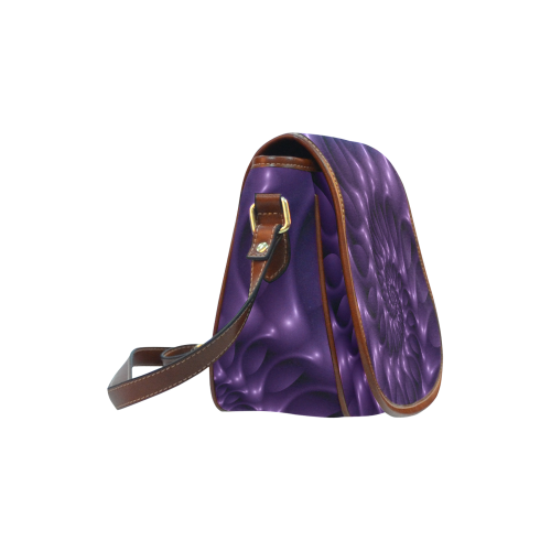 Glossy Purple Spiral Fractal Saddle Bag/Small (Model 1649) Full Customization