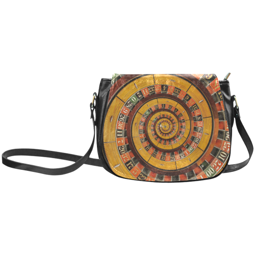 Casino Roullette Wheel Spiral Droste Classic Saddle Bag/Large (Model 1648)