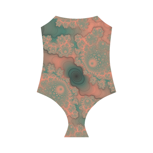 orange and green fractal Strap Swimsuit ( Model S05)