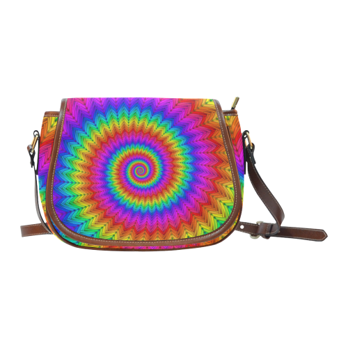 Psychedelic Rainbow Spiral Saddle Bag/Small (Model 1649) Full Customization