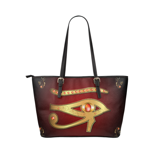 The all seeing eye Leather Tote Bag/Large (Model 1651)