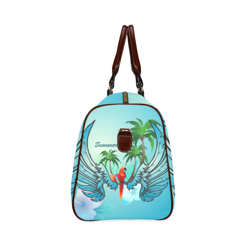 Summer, cute parrot Waterproof Travel Bag/Small (Model 1639)