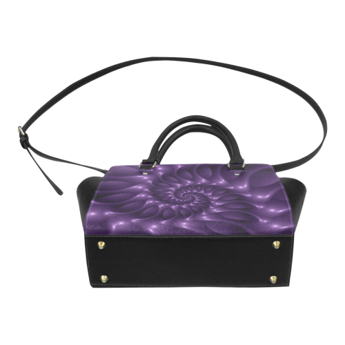 Glossy Purple Spiral Fractal Classic Shoulder Handbag (Model 1653)