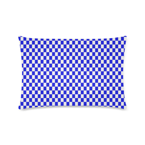 Bright Blue Gingham Custom Rectangle Pillow Case 16"x24" (one side)