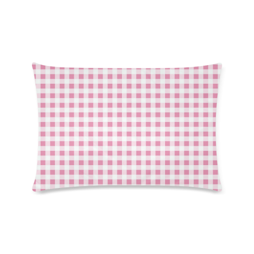 Petal Pink Gingham Custom Rectangle Pillow Case 16"x24" (one side)
