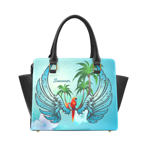 Summer, cute parrot Rivet Shoulder Handbag (Model 1645)