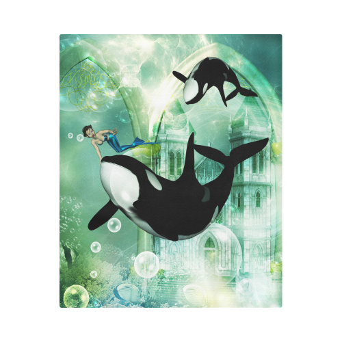 Orca with mermaid Duvet Cover 86"x70" ( All-over-print)