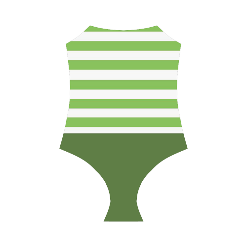green and white stripes Strap Swimsuit ( Model S05)