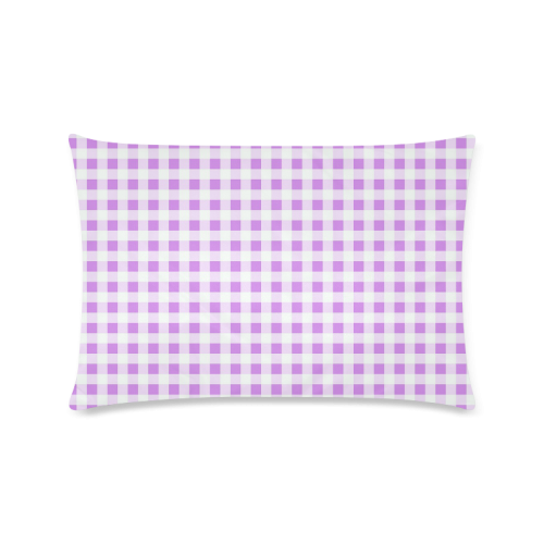 Lavender Gingham Custom Rectangle Pillow Case 16"x24" (one side)