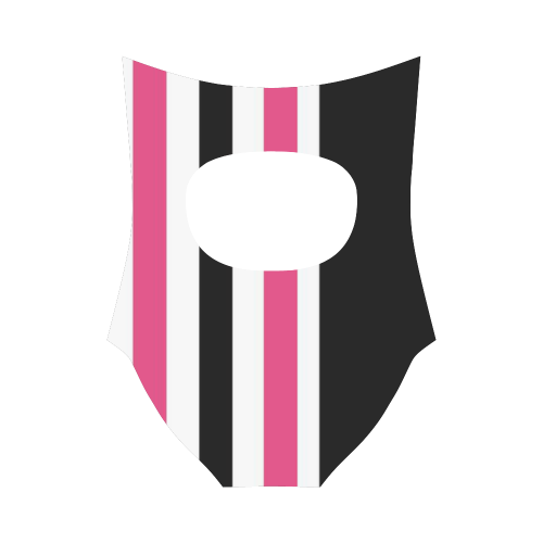 black white and pink stripes 2 Strap Swimsuit ( Model S05)