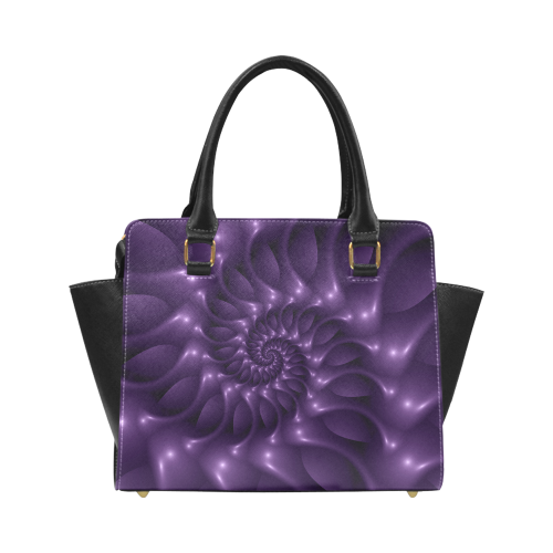 Glossy Purple Spiral Fractal Classic Shoulder Handbag (Model 1653)