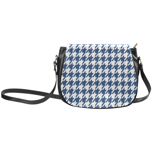 dark blue and white houndstooth classic pattern Classic Saddle Bag/Large (Model 1648)