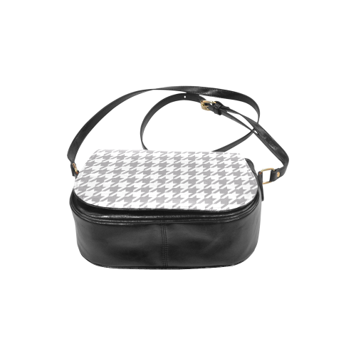 grey and white houndstooth classic pattern Classic Saddle Bag/Large (Model 1648)