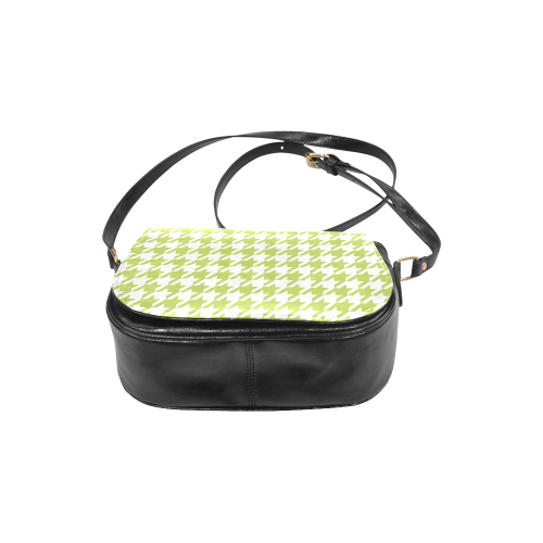 spring green and white houndstooth classic pattern Classic Saddle Bag/Large (Model 1648)