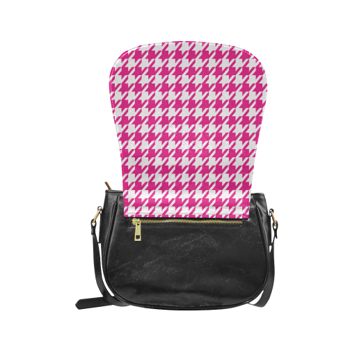 hot pink  and white houndstooth classic pattern Classic Saddle Bag/Small (Model 1648)