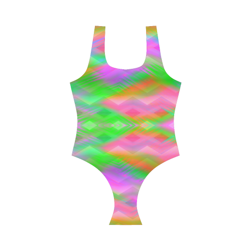 rainbow geometry Vest One Piece Swimsuit (Model S04)