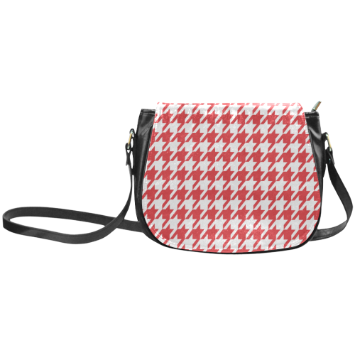 red and white houndstooth classic pattern Classic Saddle Bag/Small (Model 1648)