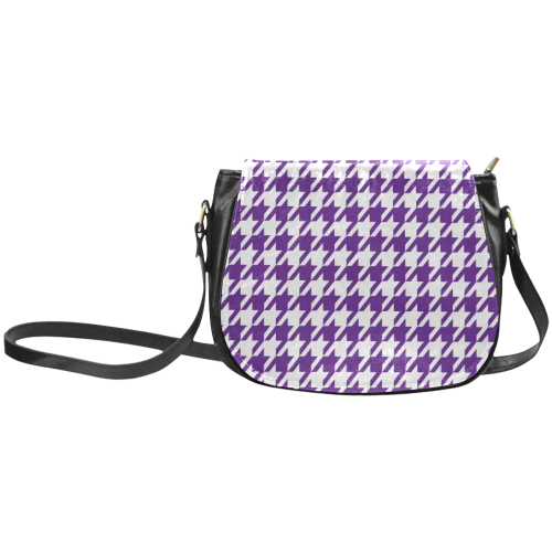 royal purple and white houndstooth classic pattern Classic Saddle Bag/Small (Model 1648)