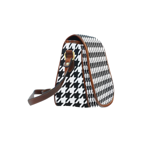 black and white houndstooth classic pattern Saddle Bag/Small (Model 1649) Full Customization